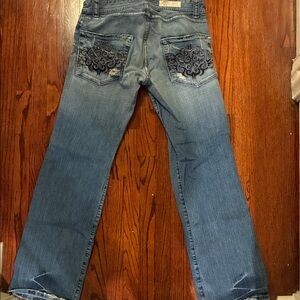Men's Blue Bootcut Jeans with Embroidered Pockets